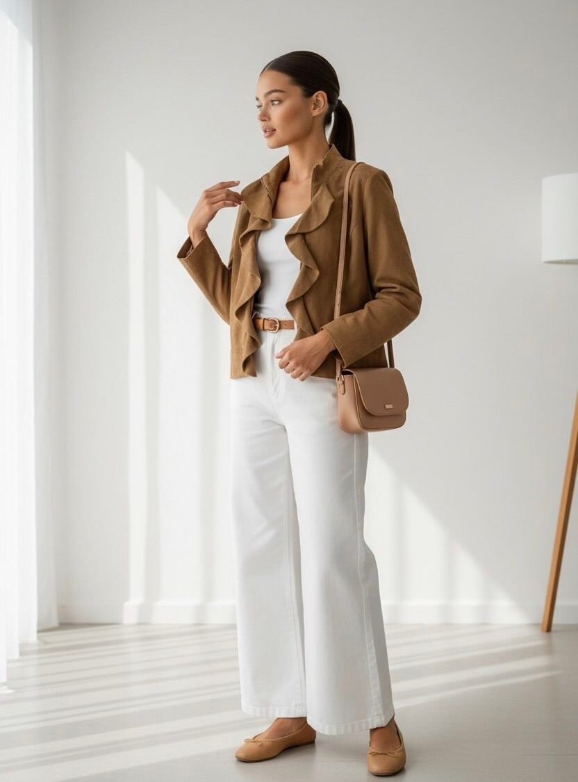 Chaqueta Camel con Volantes CHRISTOPHER & BANKS