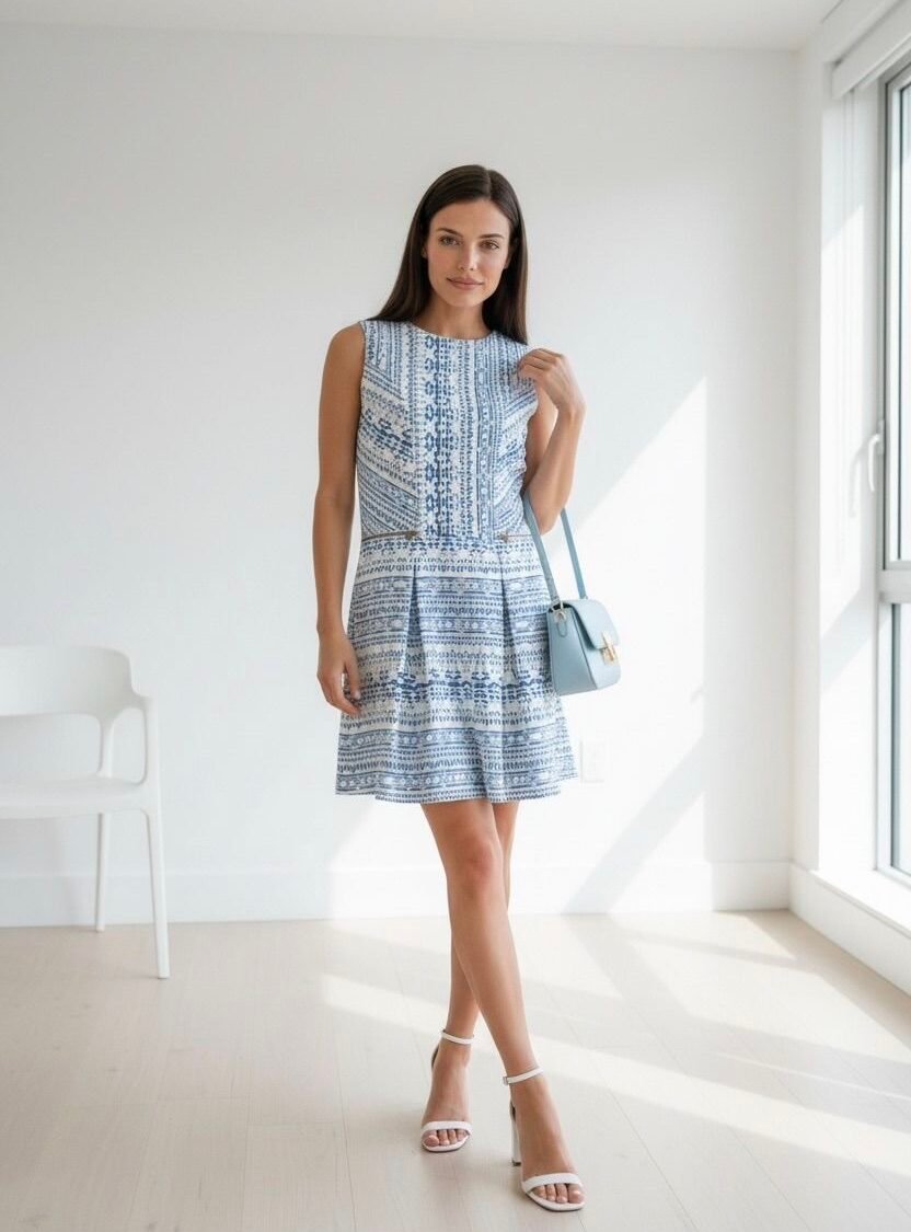 Vestido Azul Estampado AND