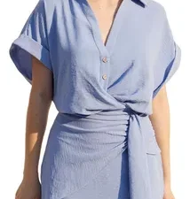 Vestido drapeado azul celeste ZARA