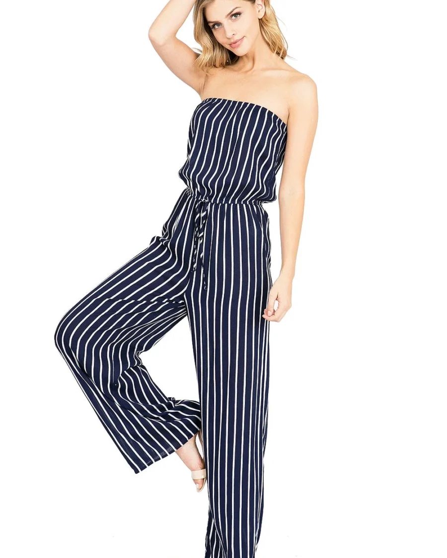 Jumpsuit strapless a rayas MBIANS