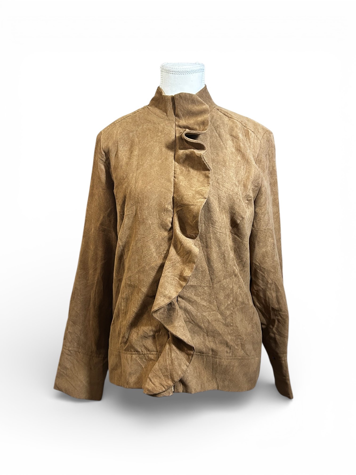 Chaqueta Camel con Volantes CHRISTOPHER & BANKS - Imagen 2