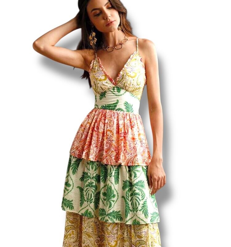 Vestido largo estampado boho