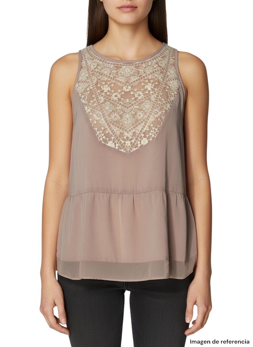 Blusa Beige Encaje Frontal AMERICAN EAGLE