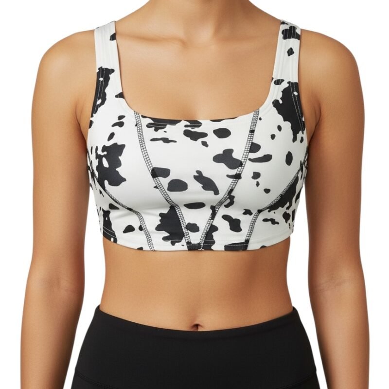 Top Deportivo Estampado Blanco y Negro