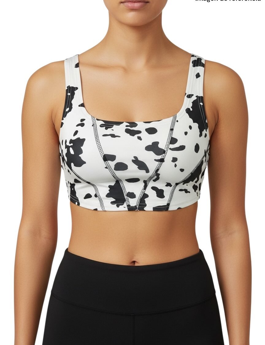Top Deportivo Estampado Blanco y Negro