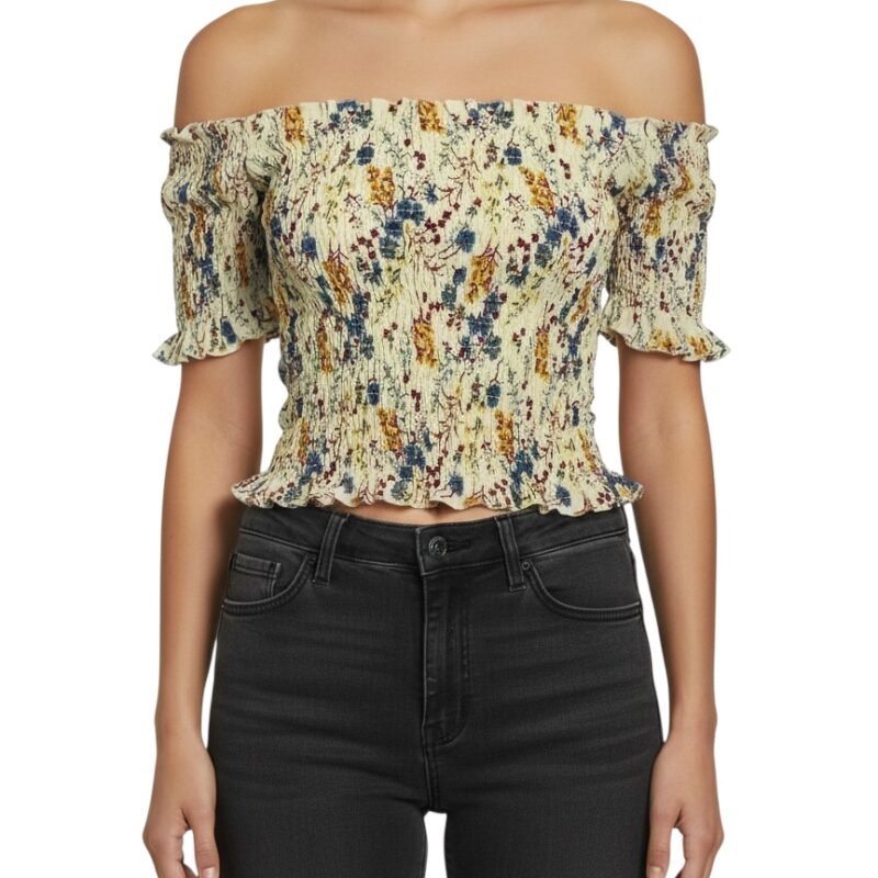 Blusa Floral Fruncida Off Shoulder