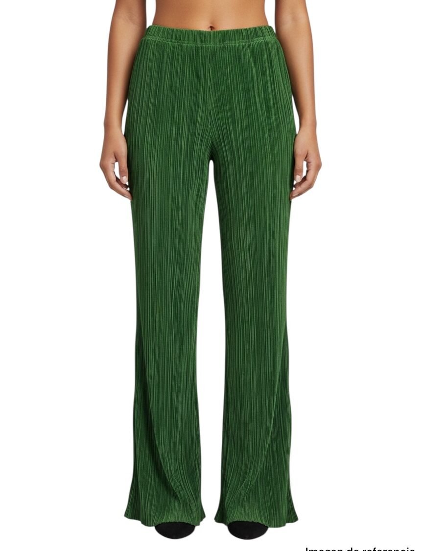Pantalón Plisado Verde ZARA