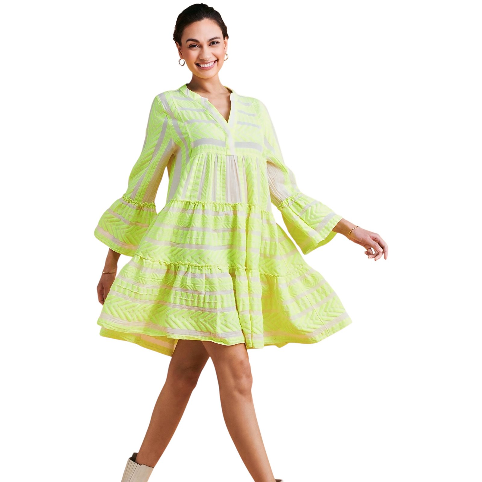 Vestido bordado verde neón DEVOTION TWINS - Imagen 2