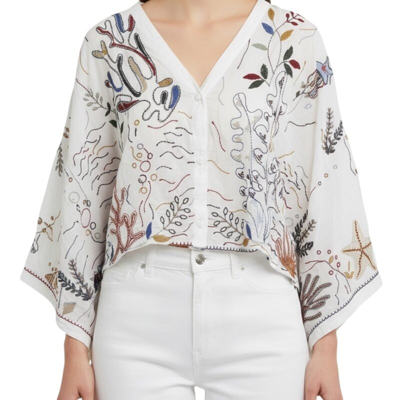 Chal / blusa bordada estilo boho ZARA