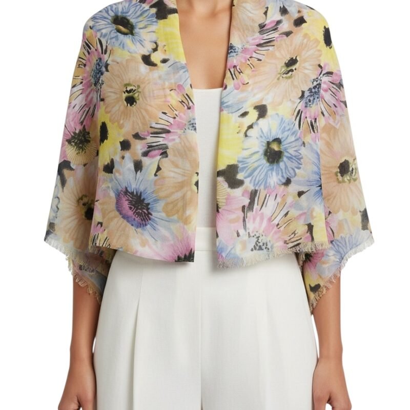 Chal floral multicolor estilo primaveral