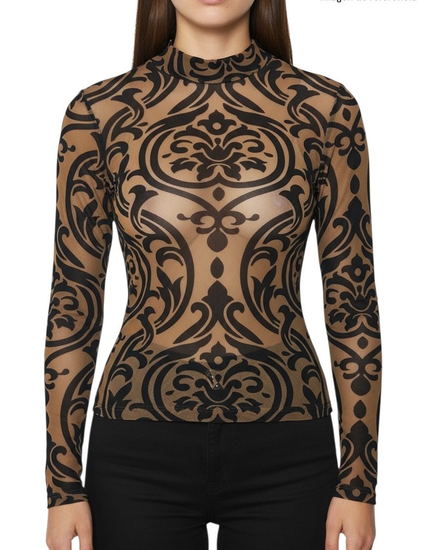 Top Mesh Estampado Barroco