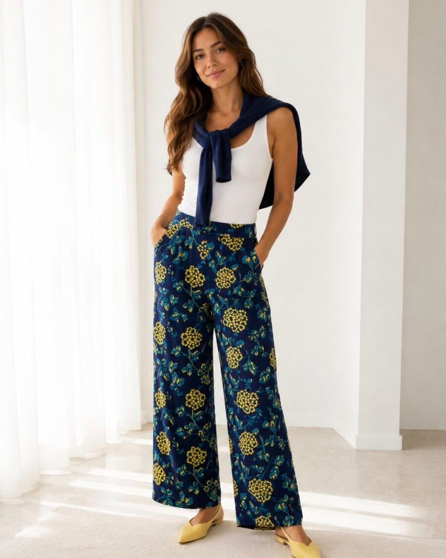 Pantalon azul floreado J.CREW