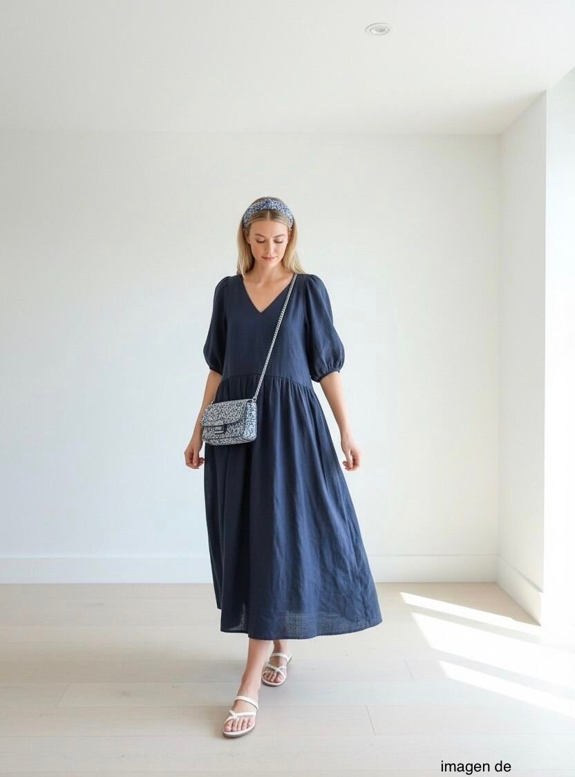 Vestido azul de lino EVERLANE