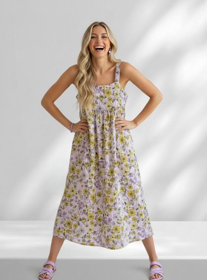 Vestido floral midi tirantes LOFT