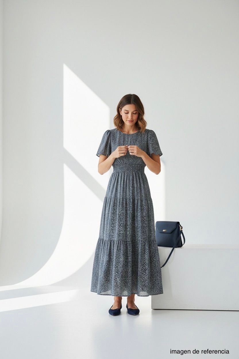 Vestido midi estampado floral.