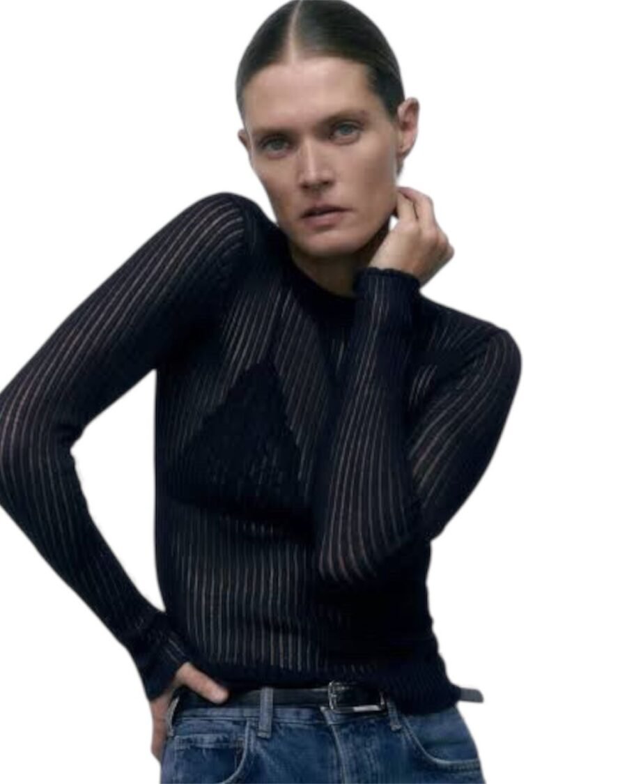 Top Mesh Noir Transparente