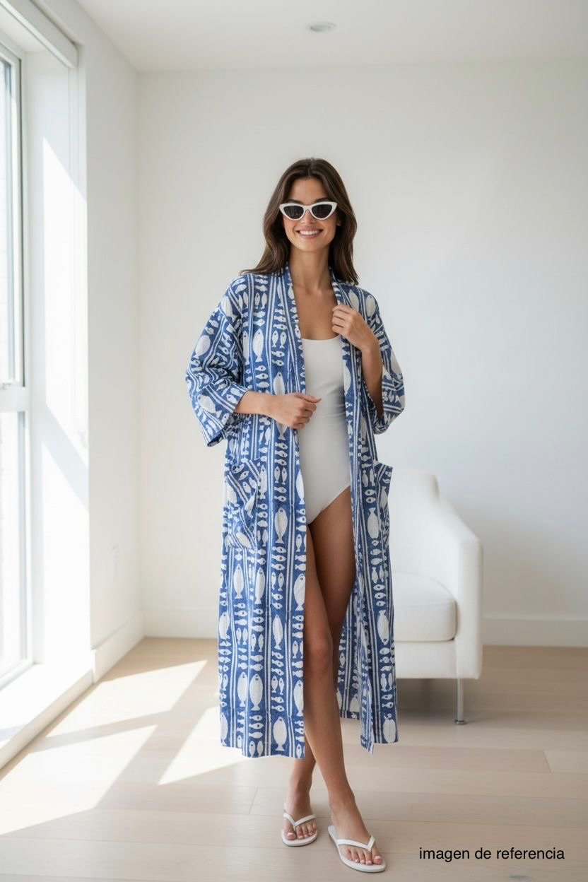 Kimono Ligero Estampado Marino