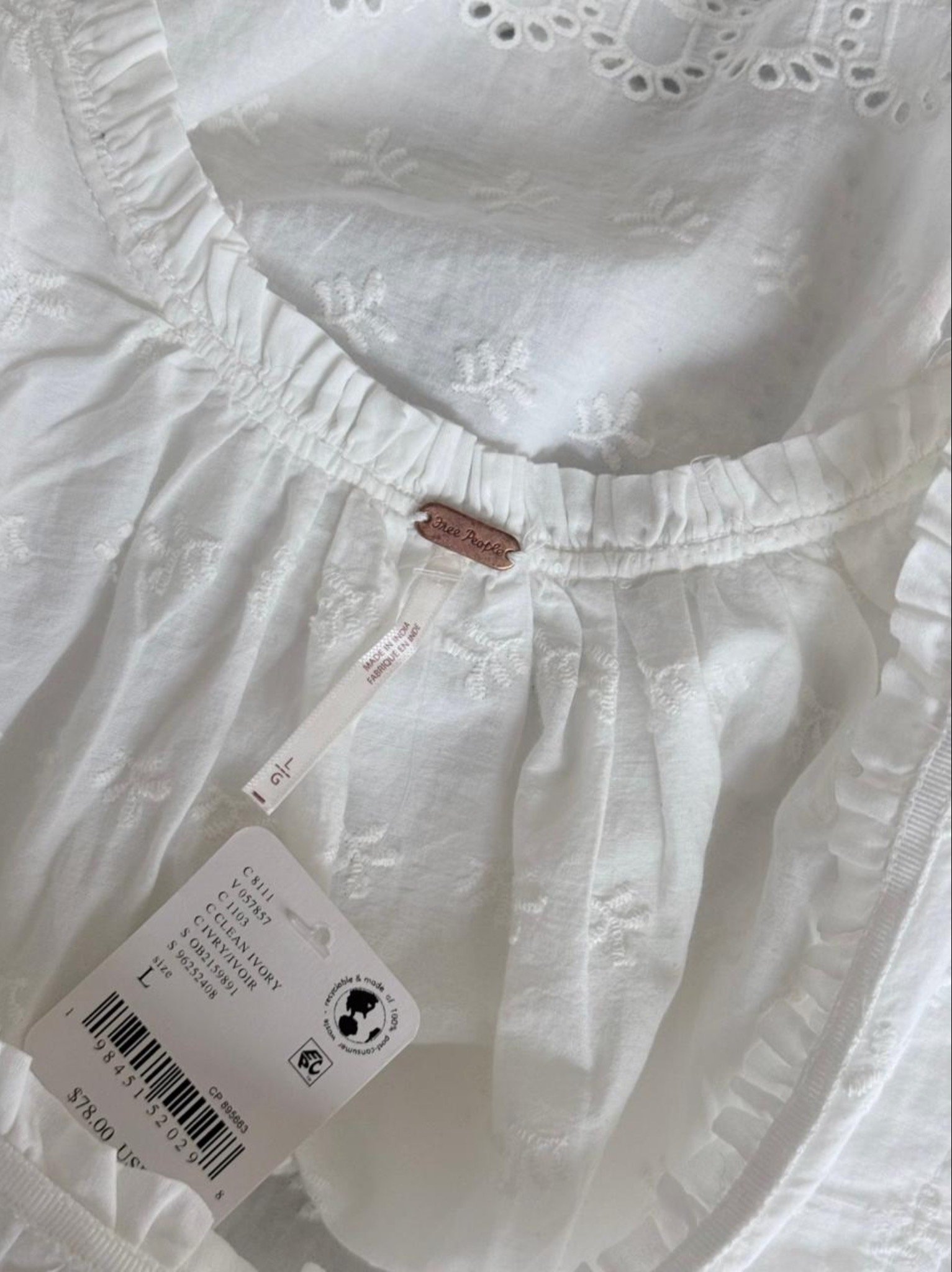 Blusa Blanca Bordada FREE PEOPLE - Imagen 5