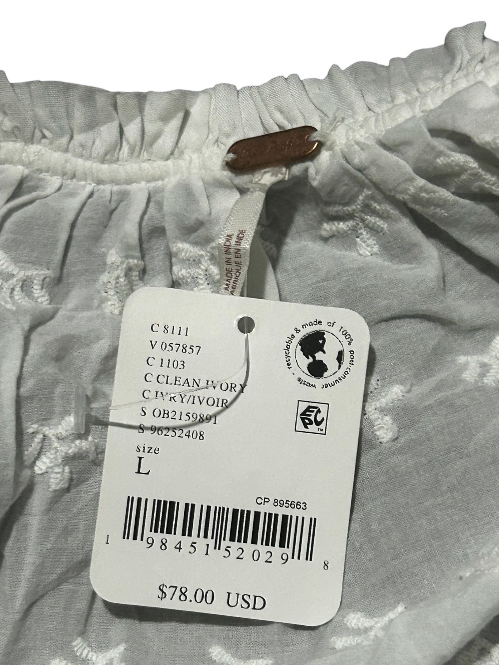 Blusa Blanca Bordada FREE PEOPLE - Imagen 4