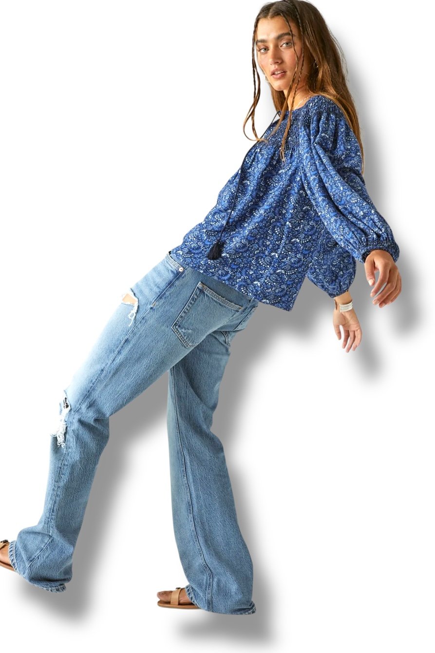 Blusa Boho Azul LUCKY BRAND - Imagen 3