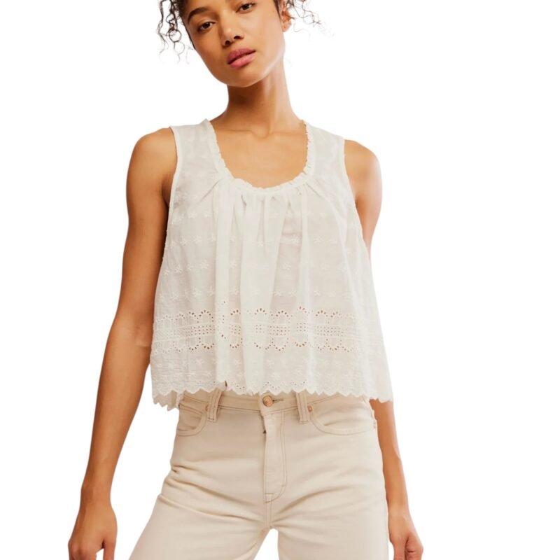 Blusa Blanca Bordada FREE PEOPLE