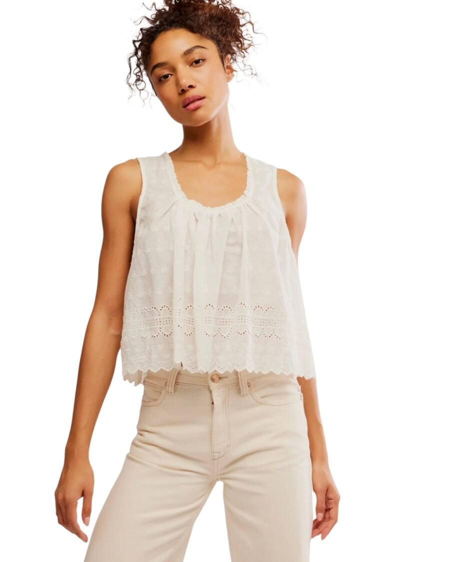 Blusa Blanca Bordada FREE PEOPLE