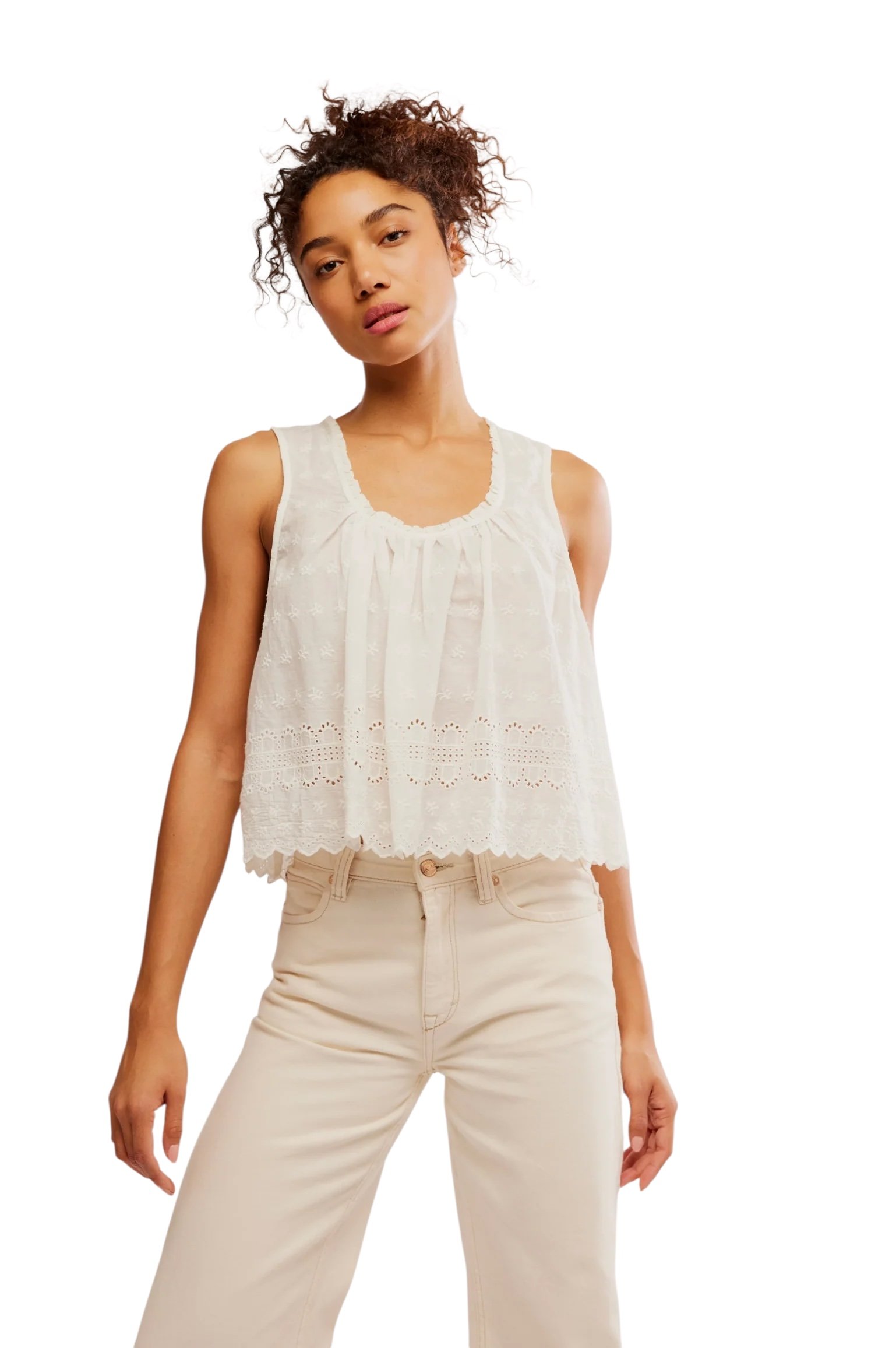 Blusa Blanca Bordada FREE PEOPLE