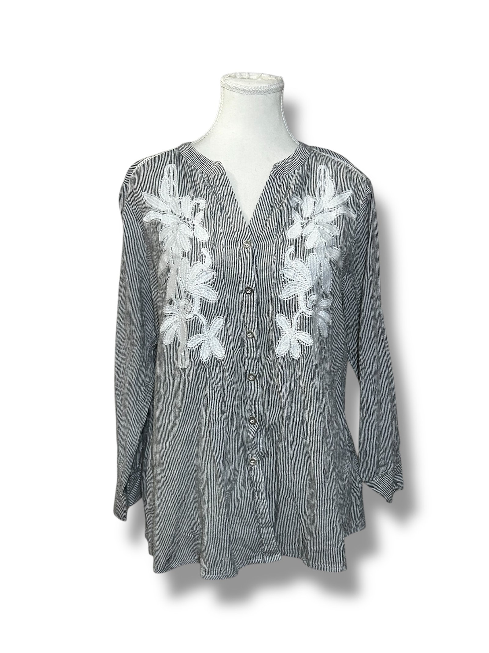 Blusa Rayada Bordada REBA - Imagen 2