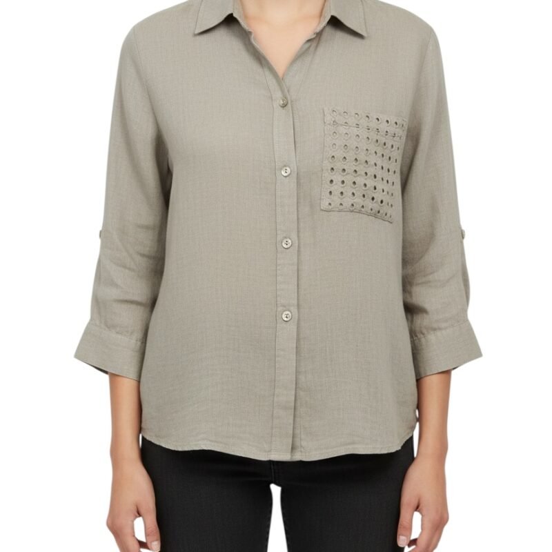 Blusa Lino Bordado KAKTUS