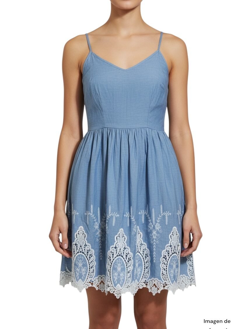 Vestido Denim Bordado AEROPOSTALE