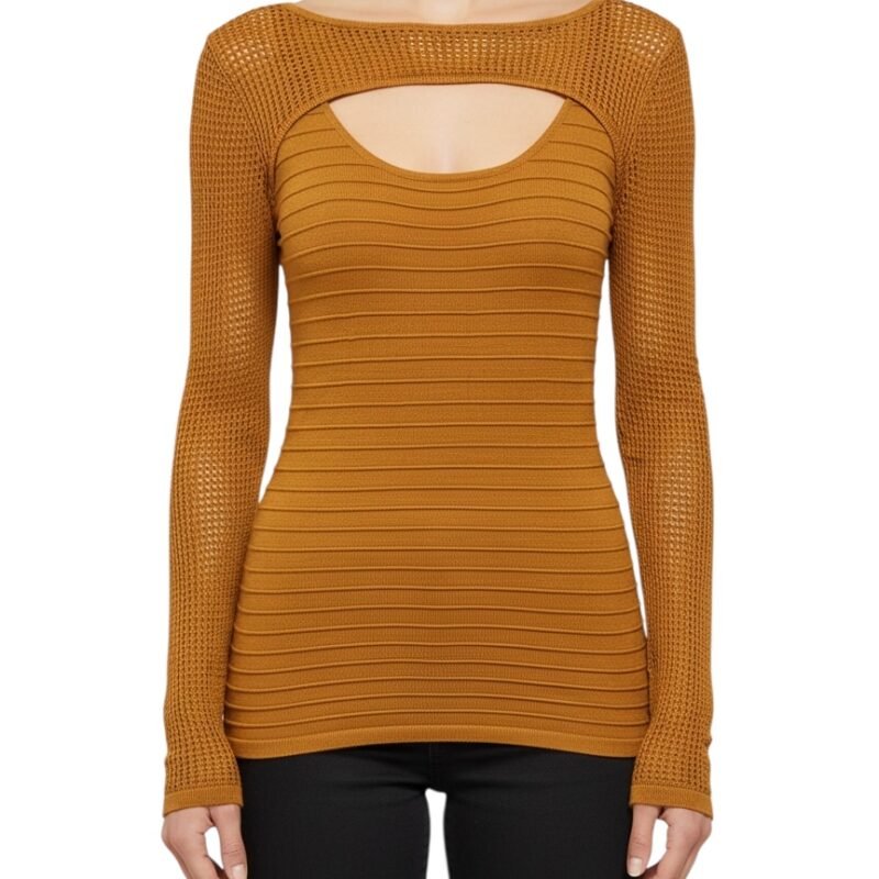 Blusa Tejida Mostaza Cut-Out GUESS