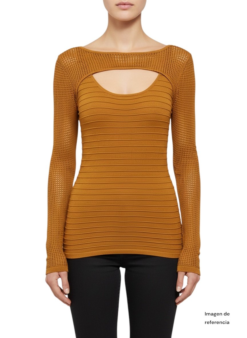 Blusa Tejida Mostaza Cut-Out GUESS