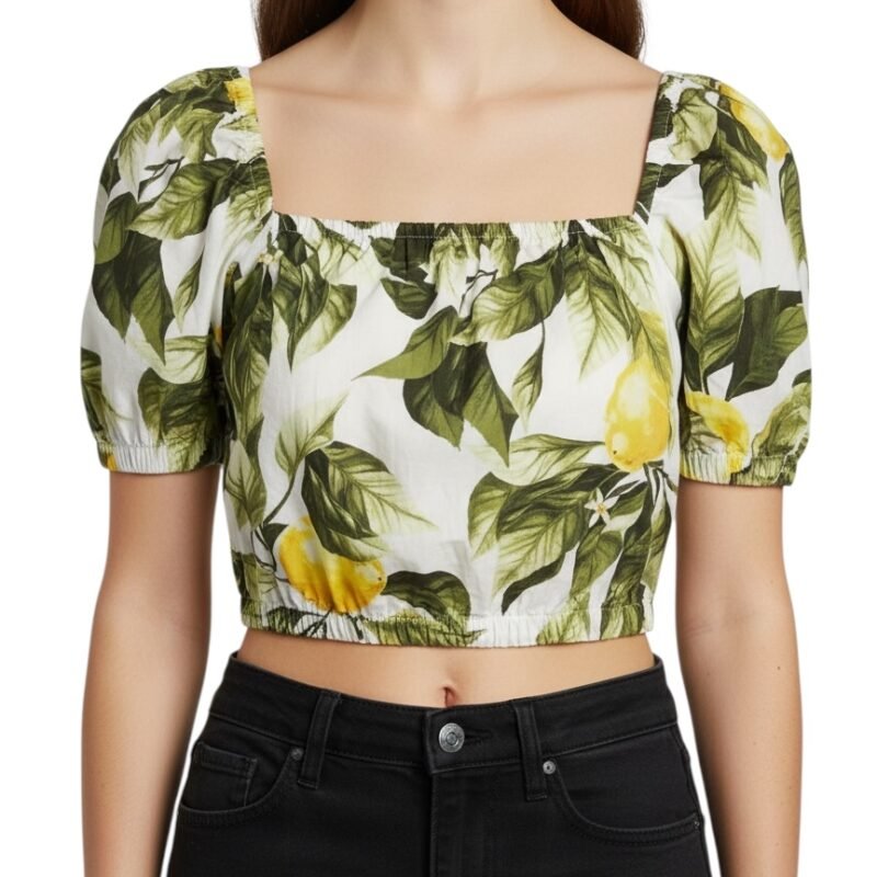 Blusa crop floral H&M