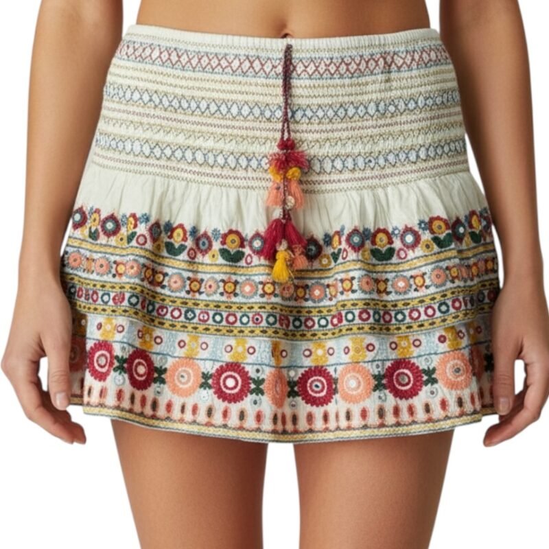 Falda Bordada Boho ZARA