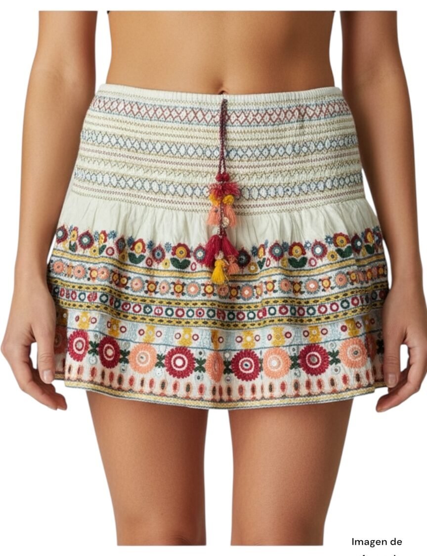 Falda Bordada Boho ZARA