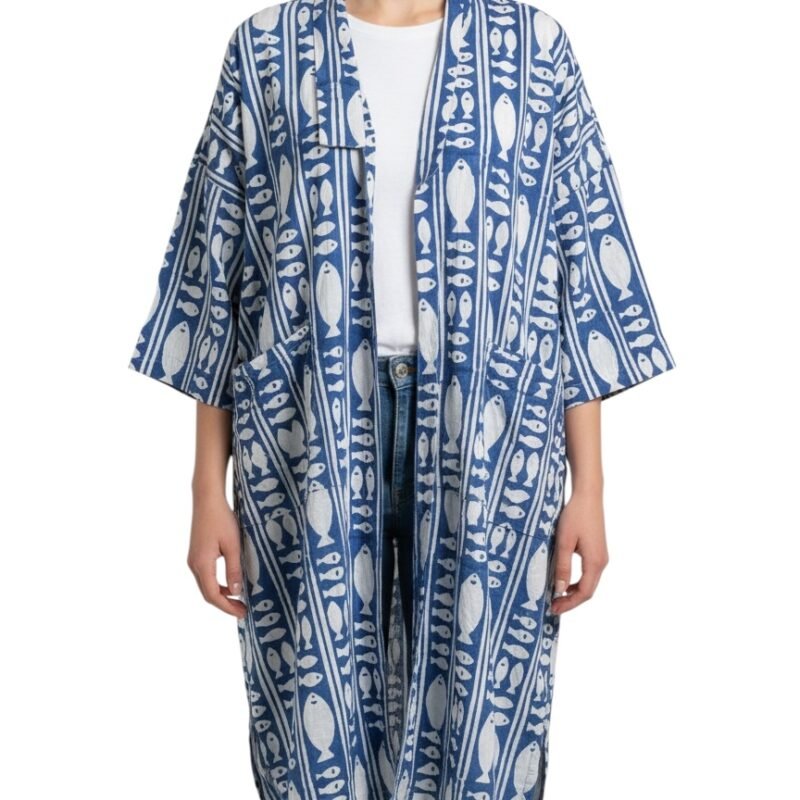 Kimono Ligero Estampado Marino