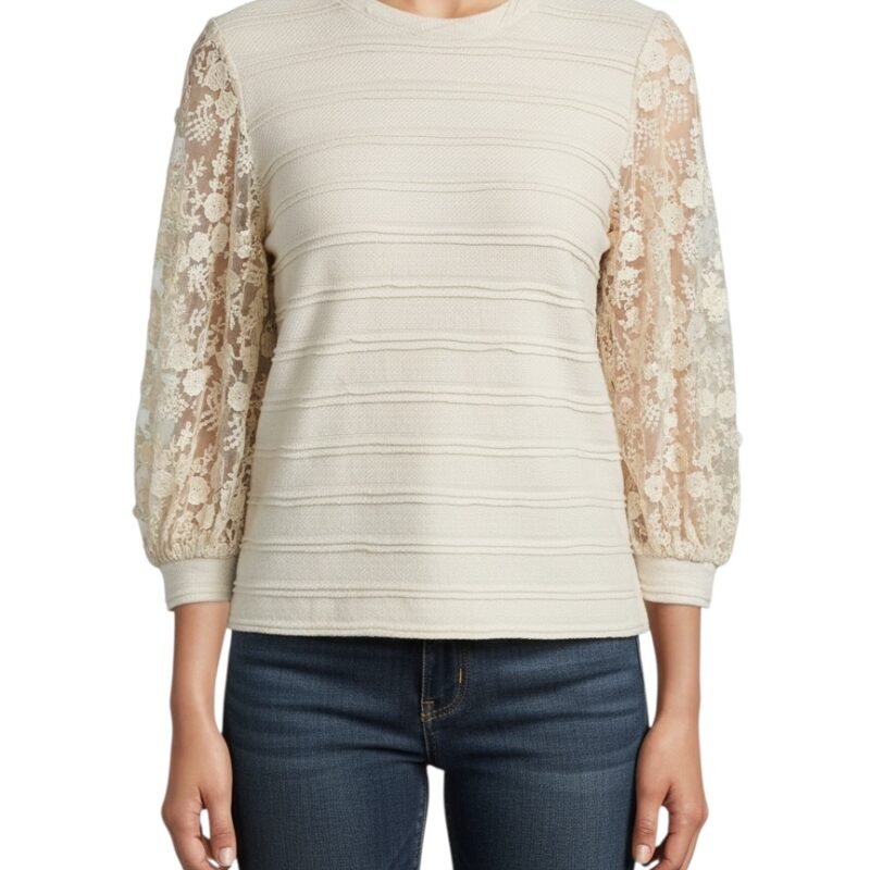 Blusa tejida mangas de encaje ERI+ALI