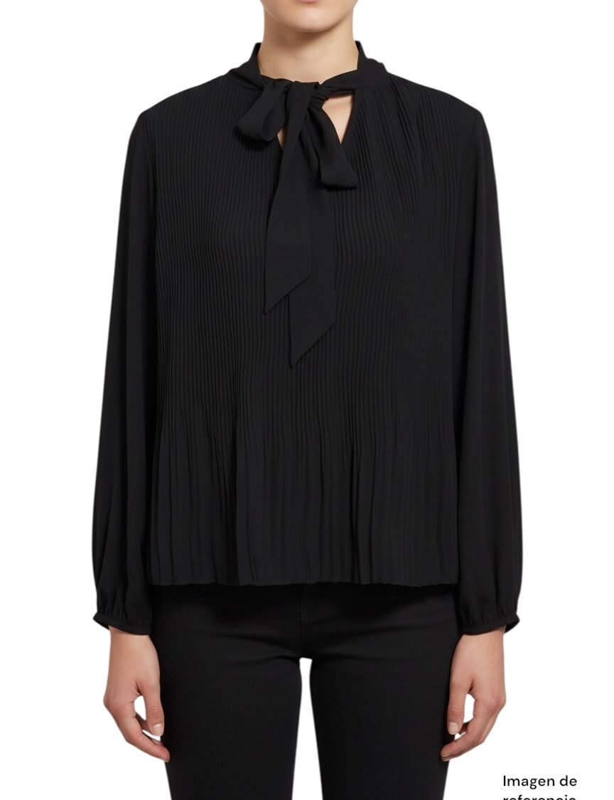 Blusa Negra Plisada NANETTE LEPORE