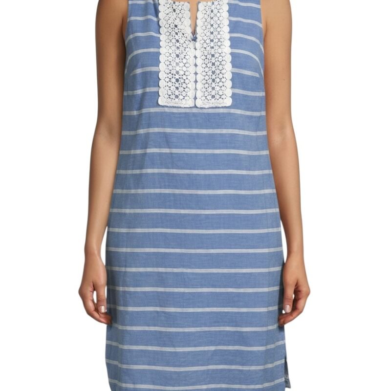Vestido Rayado con Encaje TALBOTS