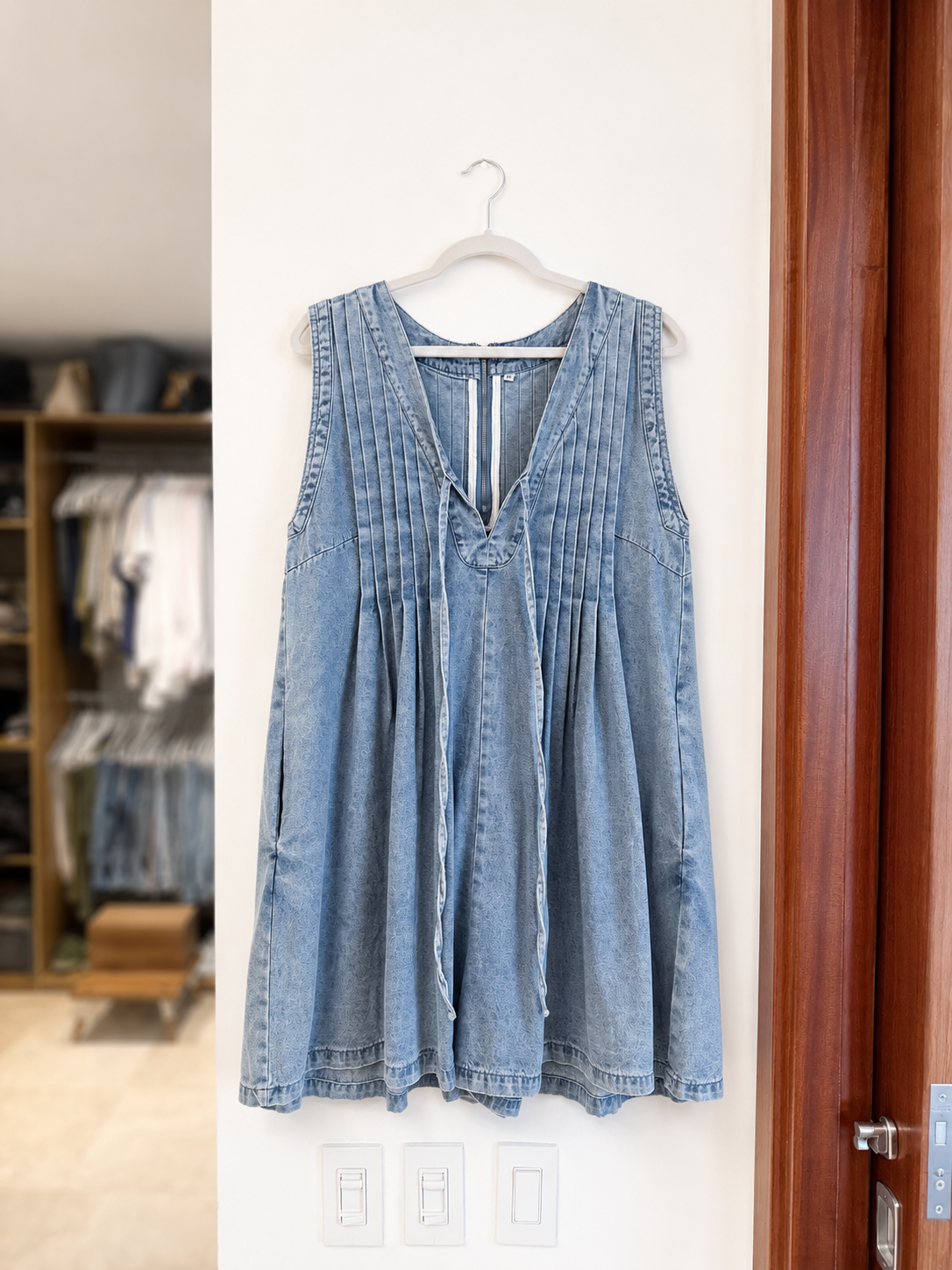 Enterizo corto denim con lazo frontal - Imagen 2
