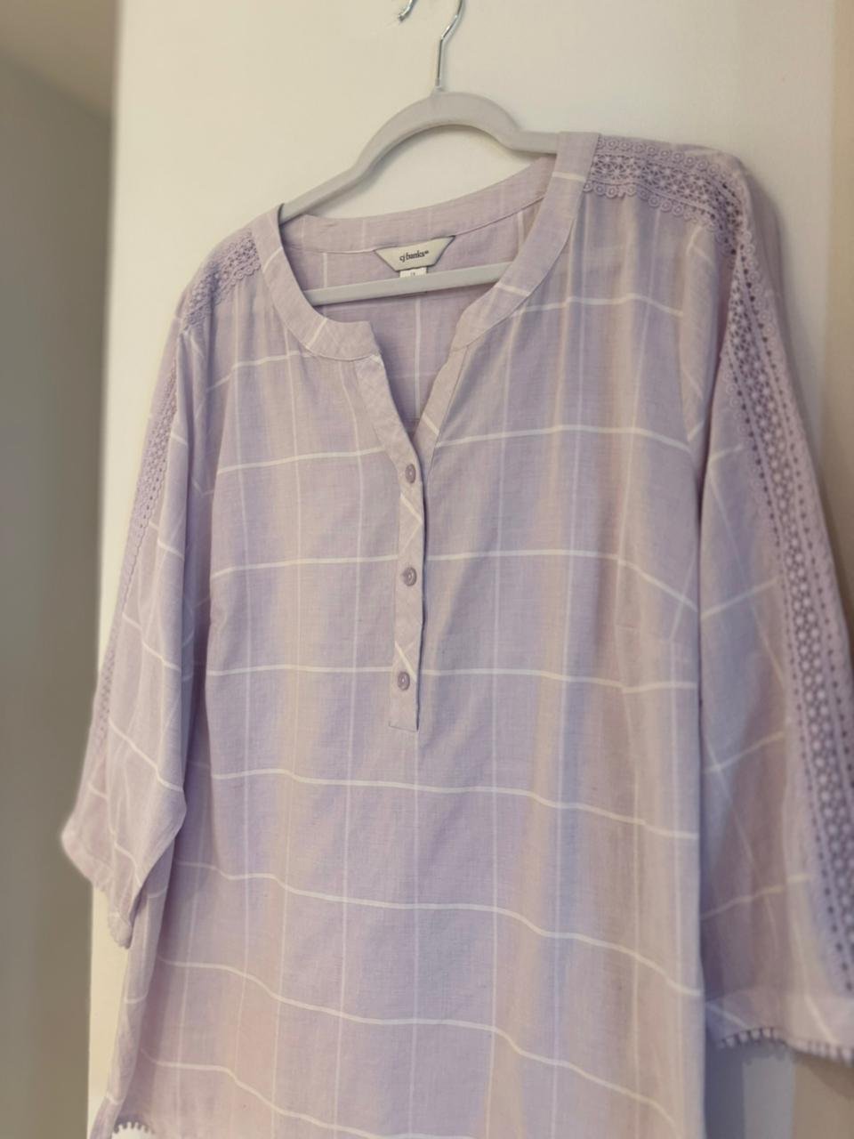 Blusa Cuadros Lavanda CJ BANKS - Imagen 3