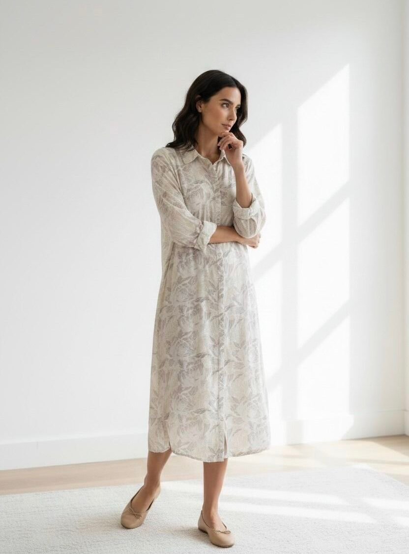 Vestido Estampado Natural LARK + GREY