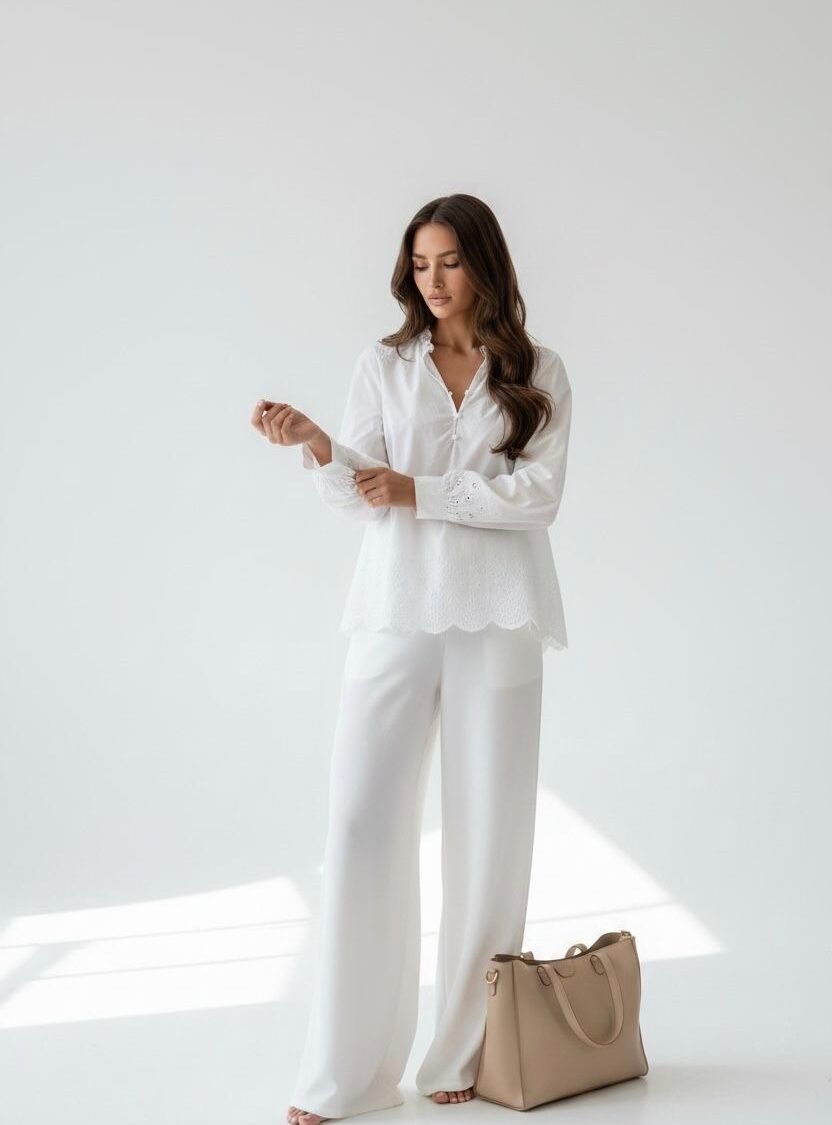 Blusa Bordada Blanca TALBOTS