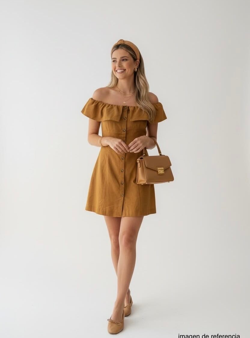 Vestido corto color camel EXPRESS X RODARTE