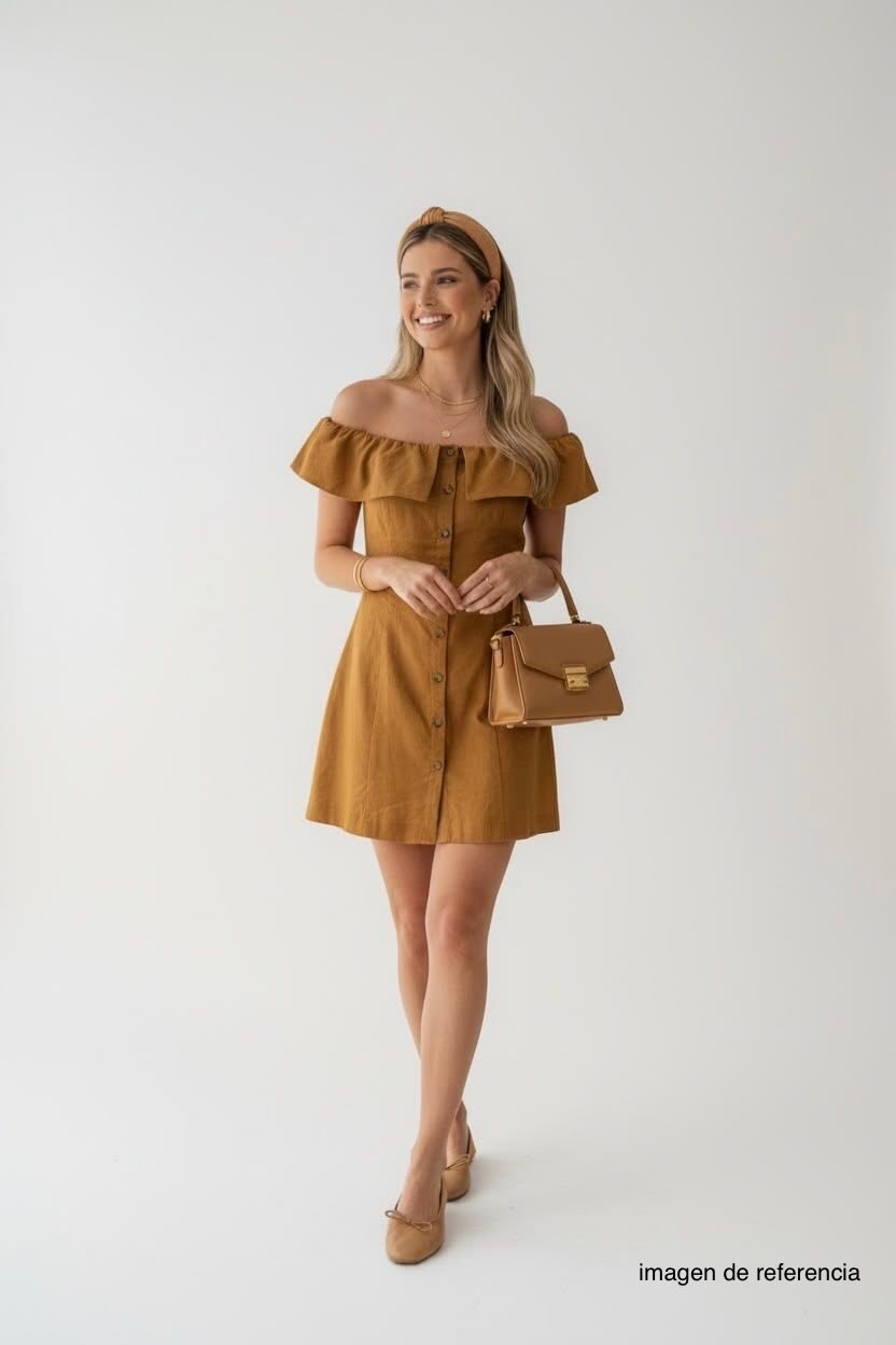 Vestido corto color camel EXPRESS X RODARTE