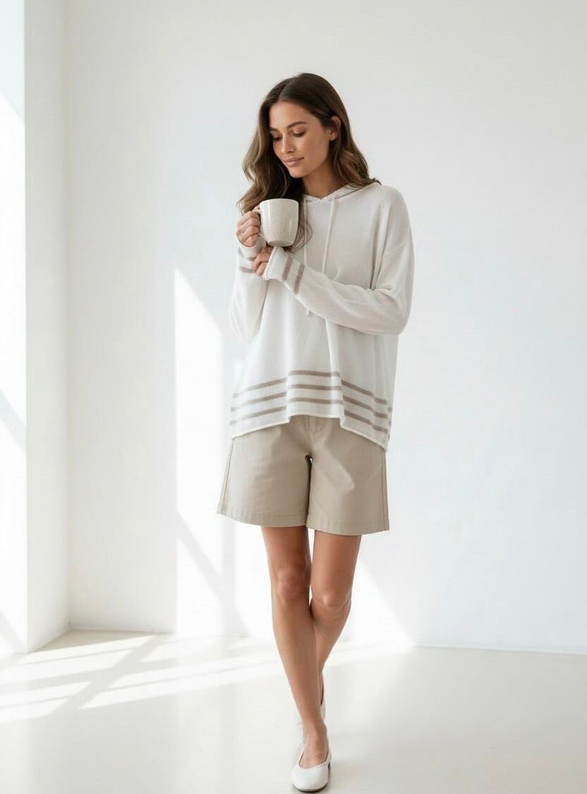 Suéter con Capucha Blanco BANANA REPUBLIC