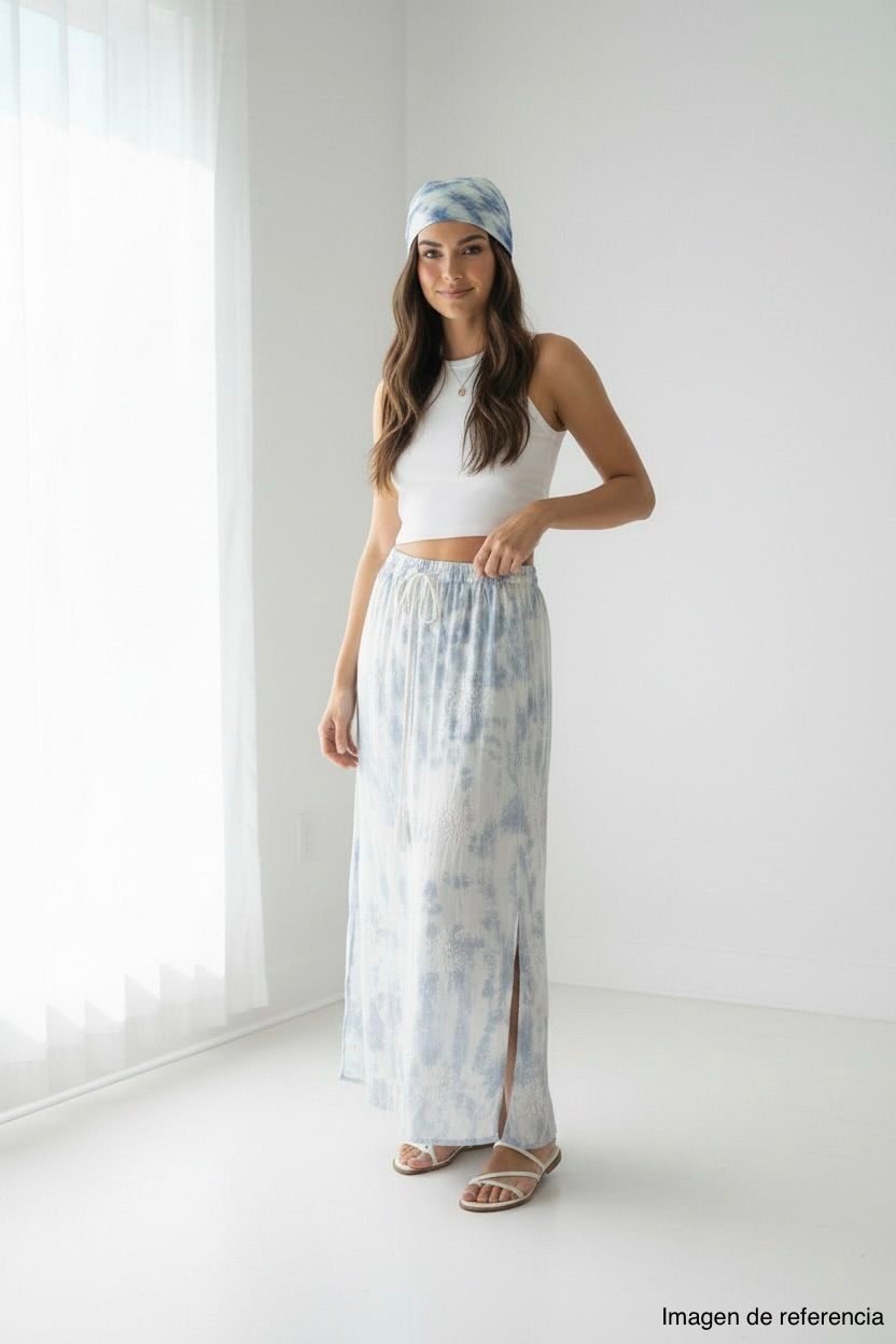Falda Maxi Estampada Azul